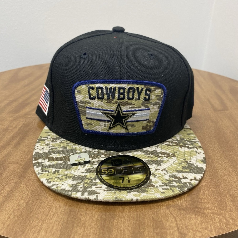 Dallas Cowboys New Era Salute To Service 59FIFTY Fitted Hat – Black /Camo 7 1/8